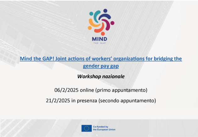 Secondo workshop nazionale del corso “Mind the GAP! Joint actions of workers’ organizations for bridging the gender pay gap”