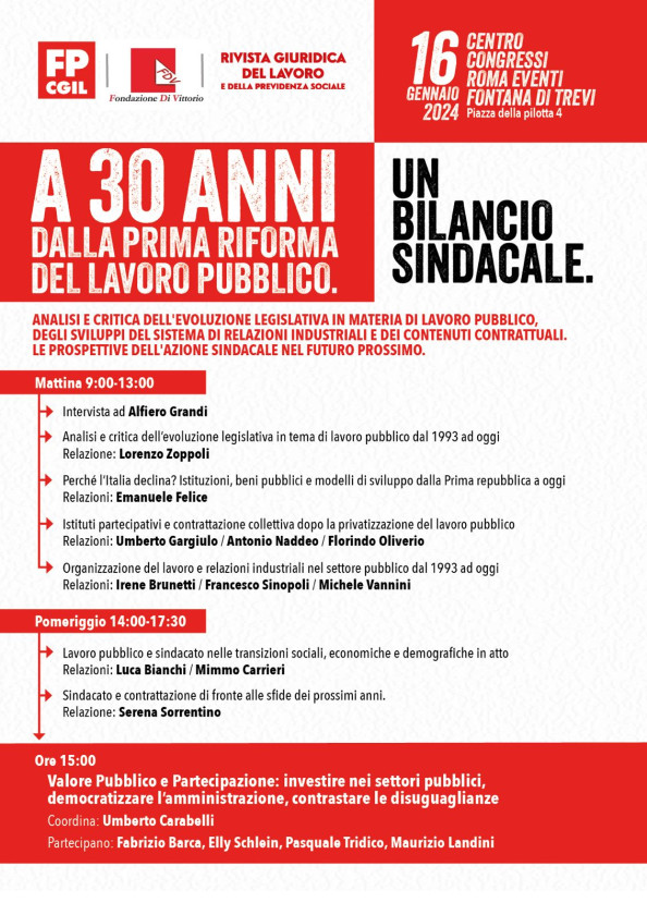 A 30 anni dalla prima riforma del lavoro pubblico. Un bilancio sindacale